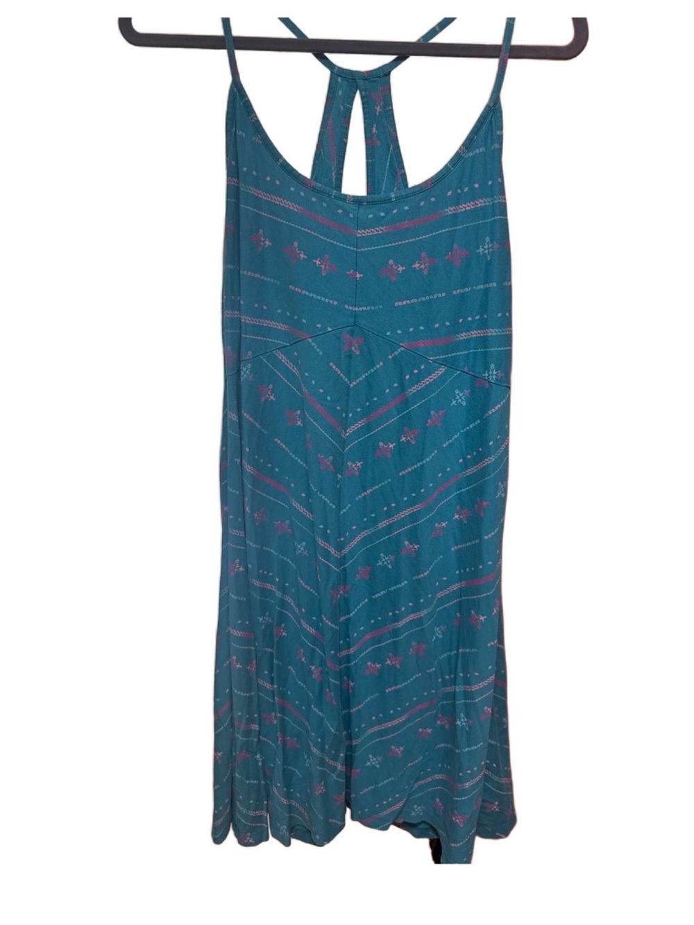 Patagonia Teal Blue Printed Sundress with Pink Accents